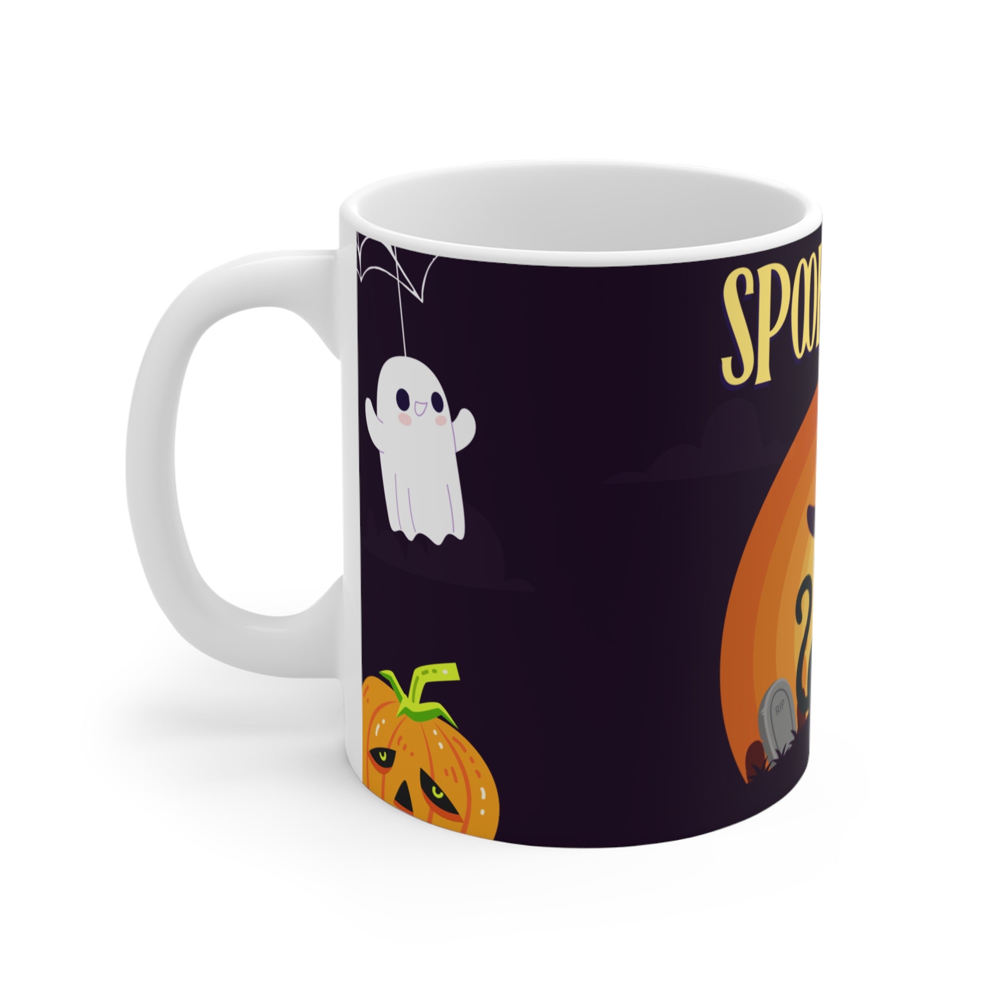 Spooky Night Halloween with Witch Cat | Mug